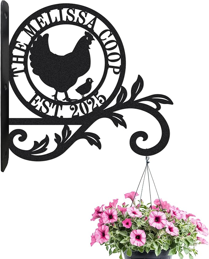 Personalized Chicken Coop Sign with Hanging Hooks, Custom Fluffy Butt Hut Farm Sign, Rustic Chicken Decor for Patio, Garden & Home, Chicken Coop Accessories