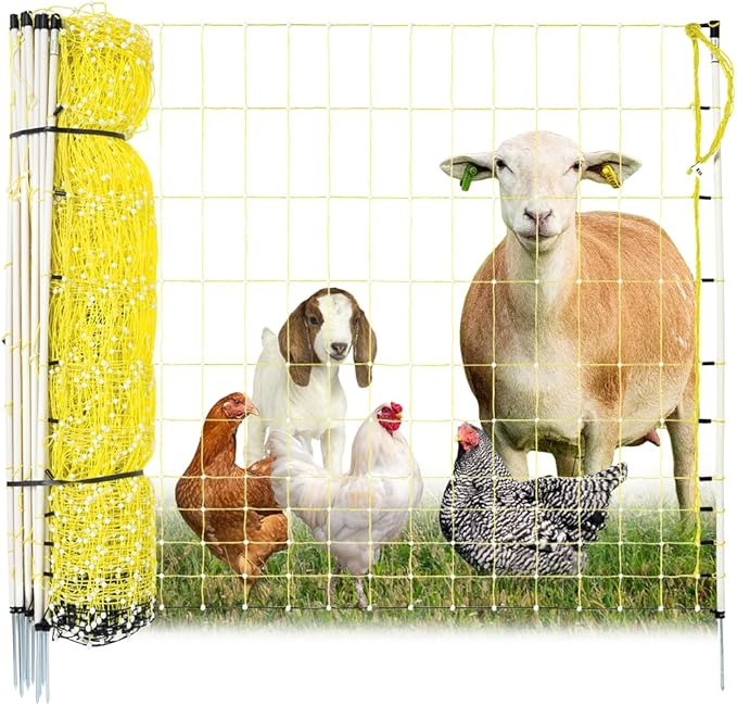 Premier 1 Portable Electric Chicken Net Fence with Built-in Posts | 42"H x 164'L | Ideal for Backyard Chickens, Ducks, Turkeys