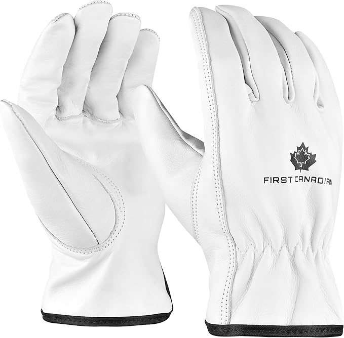 12 Pair Heavy Duty Leather Work Gloves for Men & Women – Cowhide Construction & Yard Leather Gloves – Puncture Resistant Safety Gloves for Landscaping & Outdoor Use (XXL)