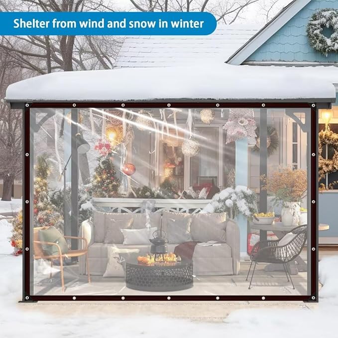 Clear Tarps with Grommets 6x12ft,Heavy Duty Waterproof Tarp Cover,Transparent PVC Vinyl Tarpaulin for Outdoor,Plant,Garden,Chicken Coop,Patio,cat Litter