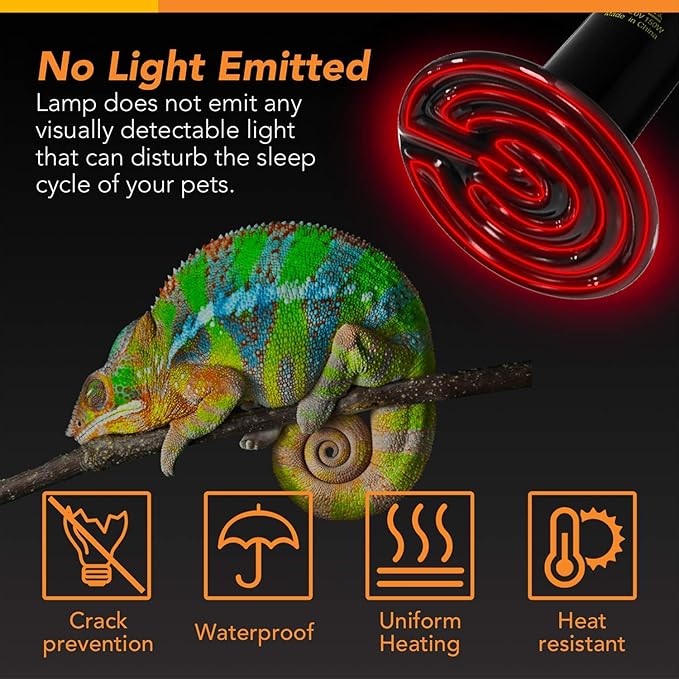 Simple Deluxe 150W Reptile Heat Bulb and 40-108 Degrees Fahrenheit Digital Thermostat Controller Included, for Amphibian Pet & Incubating Chicken, Black