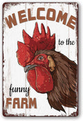 Chicken Signs Welcome to The Funny Farm Sign Chicken Coop Signs Outdoor Decor Metal Chicken Yard Sign Gifts 8x12 Inch