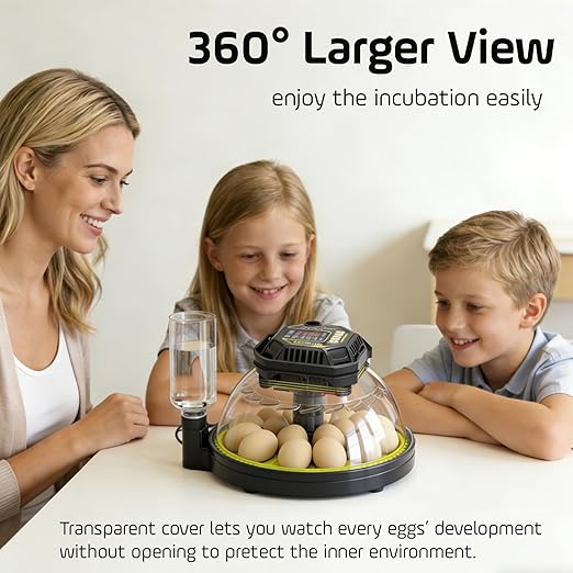 Egg Incubator with Automatic Egg Turning and Humidity Control,Egg Turner Auto Stop,Built in Day Counter,Egg Candler,Humidifier,18 Egg,Quail Parrot Chicken Duck Goose Hatch At Home