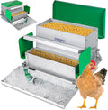 Feeders Automatic Chicken Feeder - Large Capacity for 6-12 Chickens, Lasts 10 Days (25lb Feed), Durable Galvanized Steel, Rat-Proof, No-Spill, Weatherproof Lid