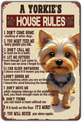 Yorkie Art Wall Decor Yorkie House Rules Metal Tin Sign 12x8 Inch Dog Sign Home Kitchen Bathroom Garden Restaurant Garage Office Wall Decor