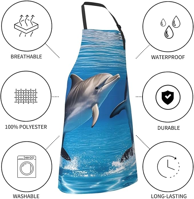Waterproof Apron Adjustable Bib for Women Men Vintage Nautical White Ship Cooking Aprons Chef Bibs with 2 Pocket