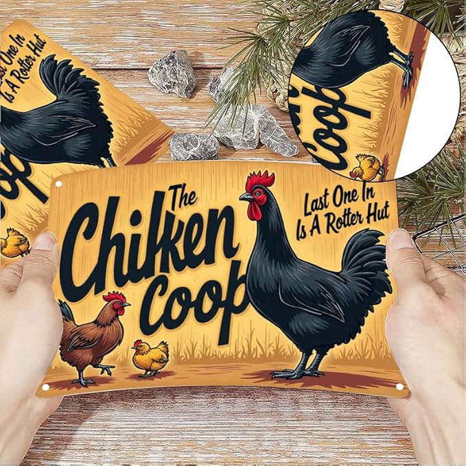 Chicken Coop The Fluffy Butt Hut Last One in is A Rotten Egg Outdoor Decorative Tin Sign for Yard Patio Farmhouse 12x8 Inch