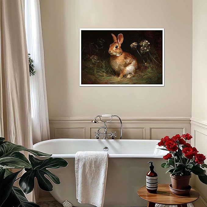 MNFGMH Easter Wall Art Spring Bunny Gothic Dark Style Easter Canvas Wall Decoration Poster Canvas Roll 20x30 inch