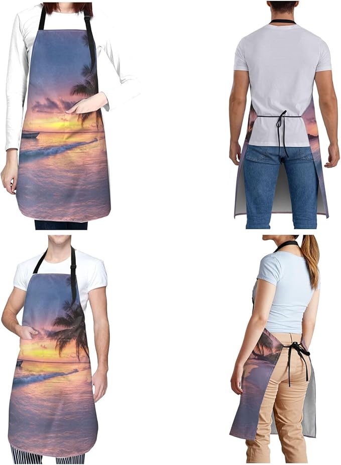 Kitchen Aprons for Men Women Waterproof Apron with 2 Pockets Whale Tail Apron Adjustable Bib Aprons