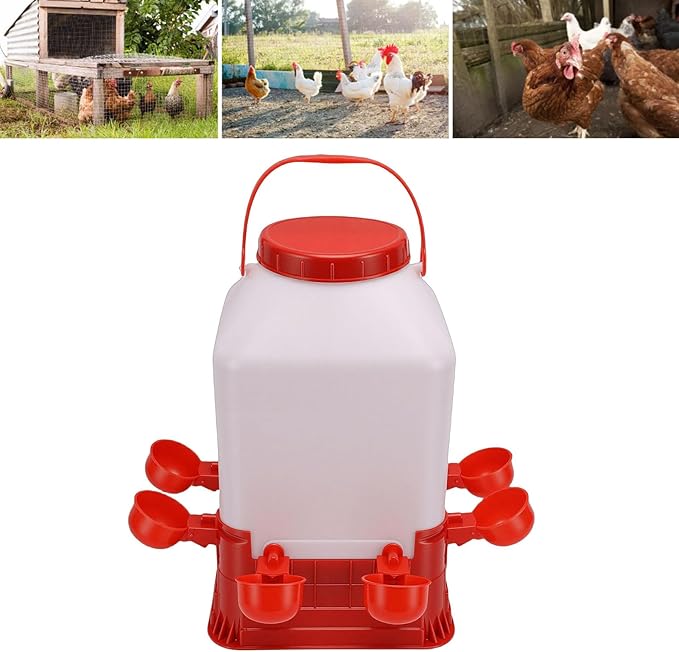 Zerodis Automatic Poultry Water Fountain Bucket Chick Waterer 10L Large Capacity Chicken Feeder Poultry Water Fountain Bucket Automatic Brooder Starter Kit Coop Accessories for Baby