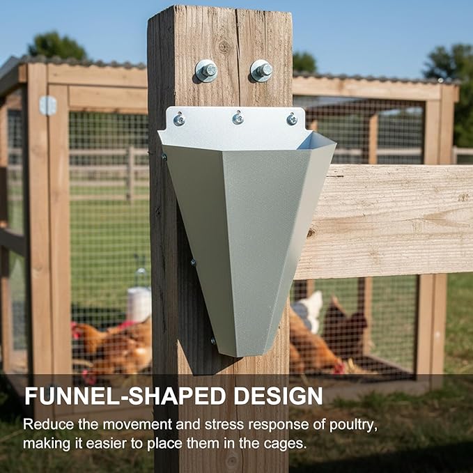 ETOYA Large-Sized Galvanized Steel Chicken Restraining Cone for Poultry, Suitable for Large Layers, Broilers, Roasters, and Turkeys Up to 18 Pounds