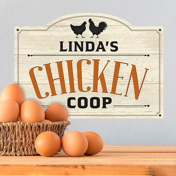 Custom Farm Chicken Coop Sign, Personalized Name Farmhouse Décor, For Outdoor and Sign, 10x14 Inches, Rust Free .040 Aluminum, Fade Resistant, Made in USA by Sigo Signs