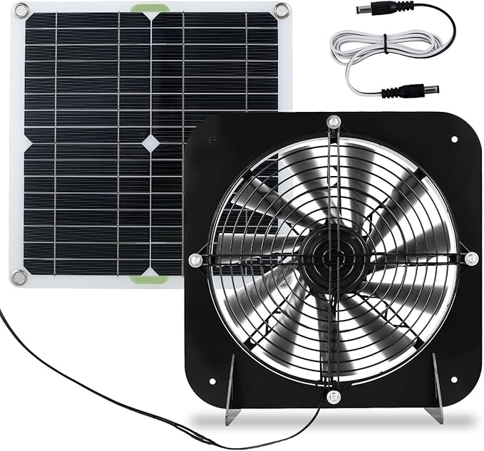 Solar Panel Fan Kit 13.5inch 100W Waterproof Solar Powered Exhaust Fan 3000rpm Auto Adjustable High Efficiency Cooling Chicken Solar Fan Solar Camping Fan for Dog Kennel