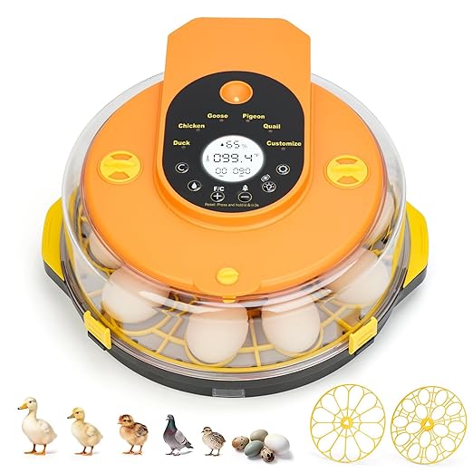 Incubators for Hatching Eggs -15-Egg Automatic Egg Chick Incubator with 5 Smart Preset Modes and Egg Turning, Digital Control Incubator for Chicken Duck Quail