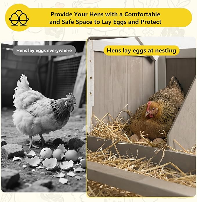 78" Wooden Chicken Coop with Nesting Box, Poultry Cage with Wheel Leak Proof Pull-on Tray and Asphalt Waterproof Roof, Hen House for Garden Backyard Farm
