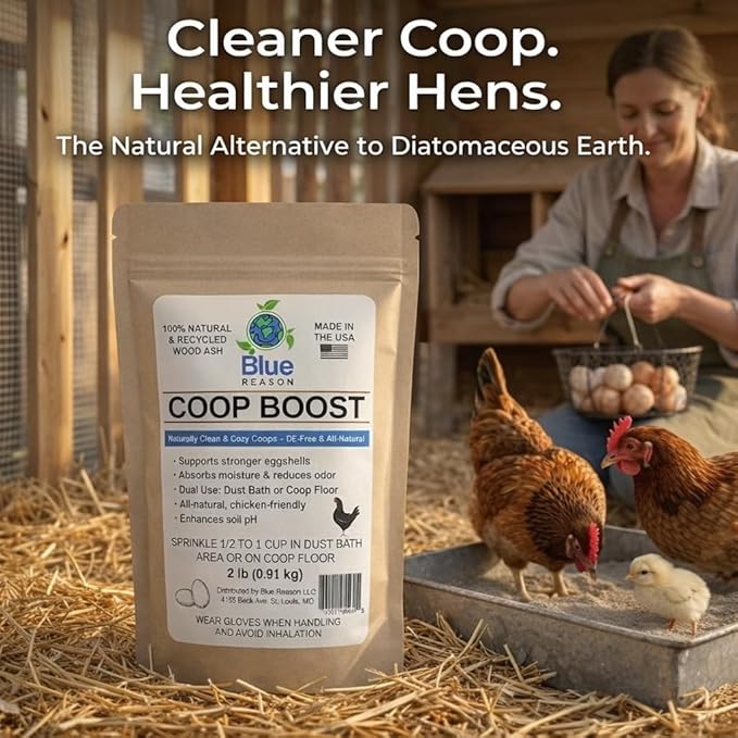 Coop Boost Ultra-Soft Wood Ash for Chickens | Natural Chicken Dust Bath & Coop Additive | Moisture Absorber, Odor Control, Bedding Booster | Safe DE Alternative | 2 lb Bag