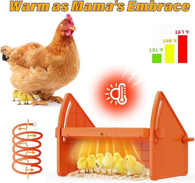 Heating Brooder Plate for Chicks Ducklings, Adjustable 3 Levels Temperature Brooder House for Keeping Poultry Warm(Orange, L)