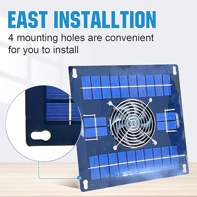 Solar Greenhouse Fan, Solar Powered Vent Exhaust and Intake Chicken Coop Fan, Ventilation Solar Shed Fan for Greenhouses, Chicken Coops, Shed, Dog House