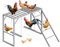 Chicken Perch with Swing Set, Roosting Bars for Chickens in Coop for Pet Chickens' Health and Happiness, Metal Chicken Toys Accessories for Backyard Farms, Light Gray