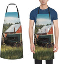 Waterproof Aprons for Women Men Adjustable Bib Company Farm Tractor Apron Chef Cooking Aprons for Kitchen