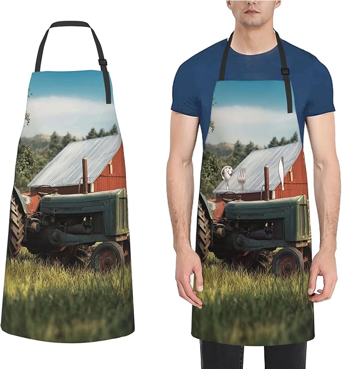 Waterproof Aprons for Women Men Adjustable Bib Company Farm Tractor Apron Chef Cooking Aprons for Kitchen