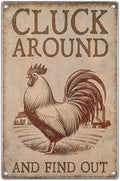 Funny Rooster Sign 'Cluck Around And Find Out' Vintage Metal Wall Plaque For Bars Pubs Man Caves Farmhouse Cafes Garages Bathrooms More Rustic Farm Style Plate 8 x 12 Inch