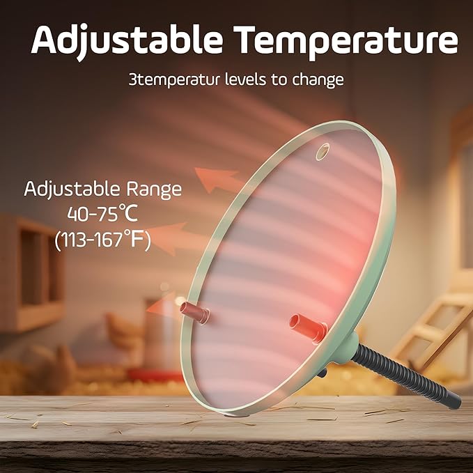 Chicken Brooder Heater, Adjustable Height &Temperature, 12" Metal Heating Plate, Easy Clean, Safe Use 35Watts Chick Warmer, Coop Heater, for Home Backyard Farm Warming Chicken Quail Duck Dog Cats