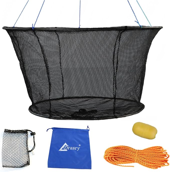 Drasry Fishing Net Trap for Crayfish Crab Bait Minnow Shrimp Foldable Fish Crawdad Lobsters Cast Net Collapsible