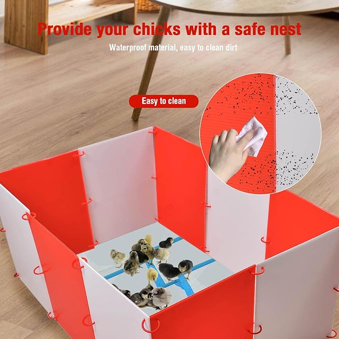 Brooder Box for Chicks, Adjustable Shape & Large Space Chicken Brooder Kit Holds Up to 15 Baby Chicks, Durable & Strong Chicken Brooder Box for Safe Growing, Easy to Store & Clean