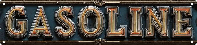 Vintage Tin Gasoline Sign Retro Metal Sign Suitable For Street Shop Garage Gas Station - Multi-Purpose For Indoor/Outdoor Use Plaque 4x16 Inch