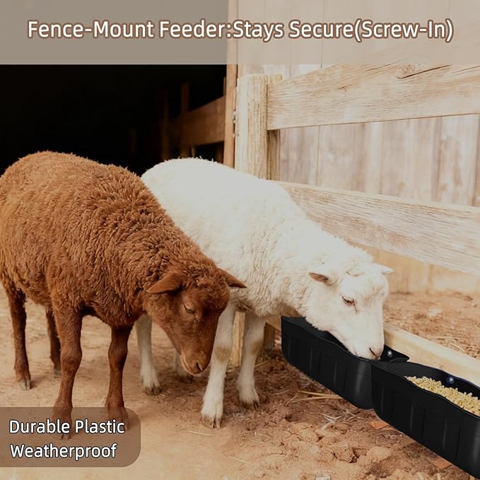 Chicken Feeder Waterer,Hanging Goat Feeders,Feed Trough 3.5 Quart 6 Pack,Hanging Fence Feed Trough for Poultry Livestock,Black