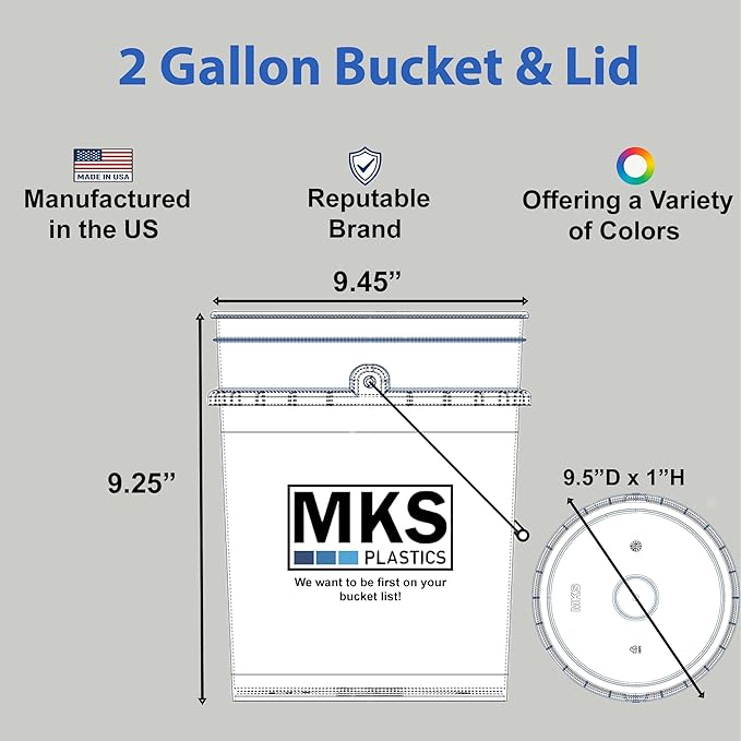 2-Gallon Bucket with Airtight Lid – Made in USA, Food Grade BPA Free Plastic, Heavy Duty Multi-Use, Metal Handle with Grip, Stackable Storage – Black, 3 Pack
