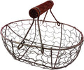 Egg Basket for Gathering Fresh Eggs 7.1x4.7x4.7 Inch Vintage Rusty Egg Basket with Handle Metal Storage Collecting for Farmhouse Kitchen Decor
