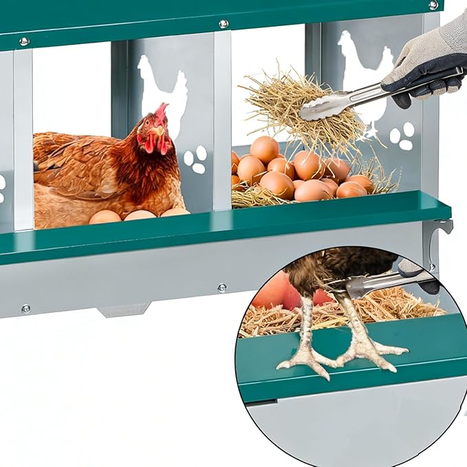 Chicken Nesting Boxes for Chicken Coop Wall-Mountable Chicken Laying Boxes Easy Egg Collection with Ventilated Design, Weatherproof Galvanized Steel Metal Roosting Boxes