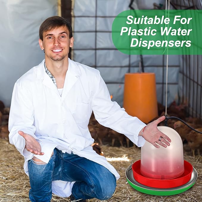 2 PCS Chicken Water Heater for Winter 110V 38W Poultry Drinker Heater Base Surface Temperature can Reach About 140 Fahrenheit Degree Chicken Waterer Electric Deicer Heated Base (Green)