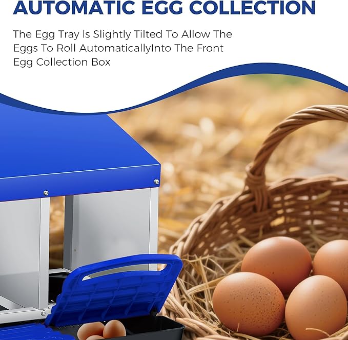 Chicken Nesting Boxes, Metal Rollaway Chicken Nest Box with Rollout Egg Collection, Removable Tray & Nesting Pads, Egg Laying Box for Chicken Coop Hens, Wall Mount or Standing, 3 Compartments 2 Layer