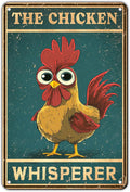 KIYOYO Funny The Chicken Whisperer Metal Sign Vintage Chicken Tin Sign Metal Poster Home Kitchen Farm Coffee Office Country Chicken Coop Poster Wall Decor 12x8 Inch