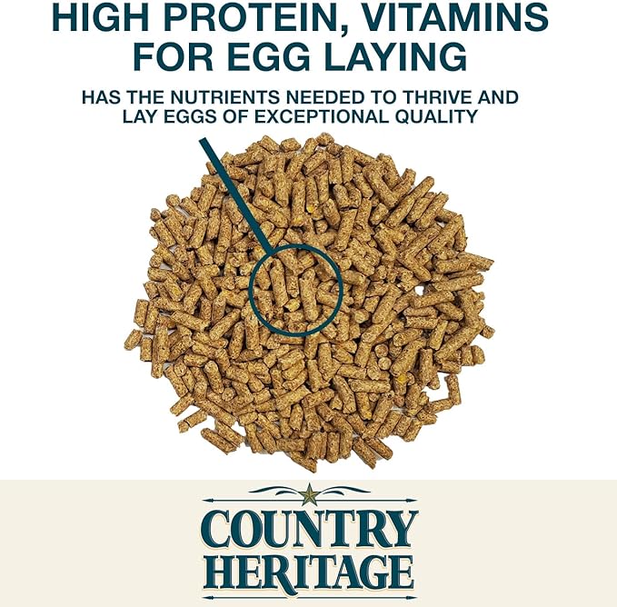Country Heritage Hen Egg Layer Pellet 50lbs - 16% Protein Chicken Feed for Increased Egg Production & Strong Eggshells, High Protein
