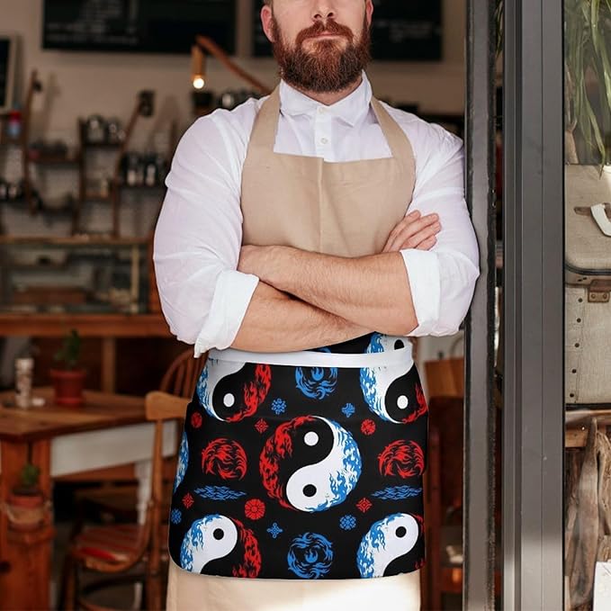 Unisex Half Waiter Waist Short Apron Waterproof Chef Works Waitress Aprons