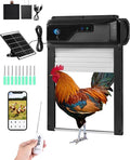 Automatic Chicken Coop Door with HD Camera, Solar Powered, 5000mAh Battery, WiFi Enabled, APP-Based Monitoring, Remote Control and Timer, with Anti-Trap Sensor and Alarm Drive(Black)