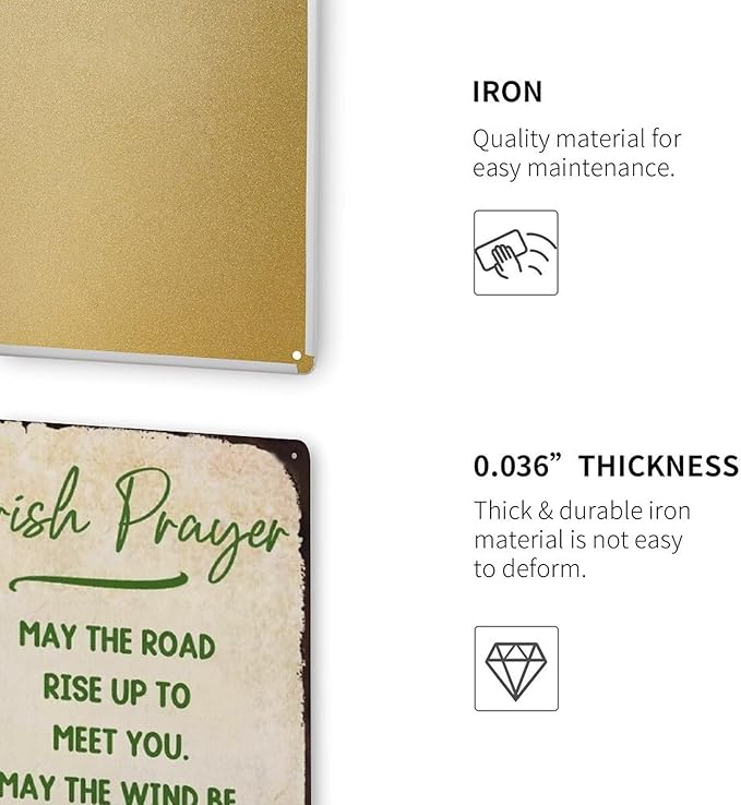 May the Road Rise Up to Meet You Metal Tin Sign Irish Prayer Sign Irish Blessing St Patricks Day Inspirational Green Wall Art Decor for Home Kitchen Women Cave Bathroom Cafe Bar Signs 8x12 Inch