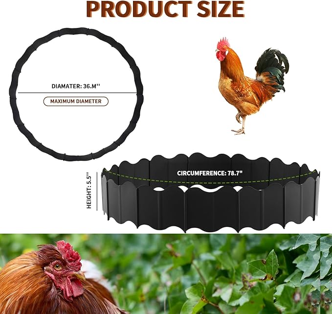 Chicken Dust Bath Tub 36'' Dia x 5.5'' H Bottomless Design Round Adjustable Chicken Coop Cleaner Container Dust Bath for Farms, Lawn, Yard and Ducks, Quails
