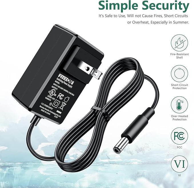 FITE ON DC 9V Adapter Compatible with ChickenGuard Automatic Chicken Coop Door openers; Models S5, P5, X5, PRO, PRO Solar Electric Auto Chicken Coop Door Power Supply Cord Cable Charger (5FT/1.5M)