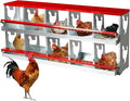 Chicken Nesting Box,Heavy Duty Metal Nest Boxes,10 Hole Roll Away Nesting Boxes,with Large Vented Holes,Wall-Mountable Chicken Coop Nesting Boxes,for Chickens,Ducks,Large Egg Boxes (Red 10 Hole)