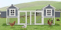 U-MAX Extra Large Chicken Coop with Run, 123" Wooden Chicken Coop 4-6 Chickens, Outdoor Hen House with Run & Removable Trays, Outdoor Hen Fence Poultry Pet Cage for Backyard, Grey