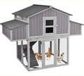 Chicken Coop Outdoor Super Easy to Assemble Large Hen House Wooden Poultry Cage with Nesting Box and Run (Grey)