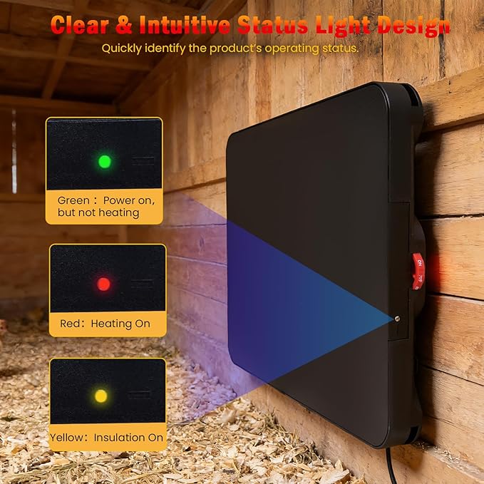 Smart Chicken Brooder Heater - 16''x12'' Brooder Plate for Chicks, 200W Chick Heating Plate with Built-in Adaptive Temperature Sensor, Adjustable Height for Brooding Box Coop Warmer