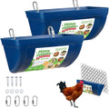 Chicken Feeder Waterer, Hanging Fence Feeders, Poultry Feed Trough Bucket with Clips for Goat Duck Sheeple Piglets Horse 2 Pack (Blue)