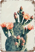 Flowers Metal Signs Cactus Sign Vintage Tin Sign Retro Wall Art Decor for Living Room Bedroom Garden Yard Shop Bar 8×12 Inches