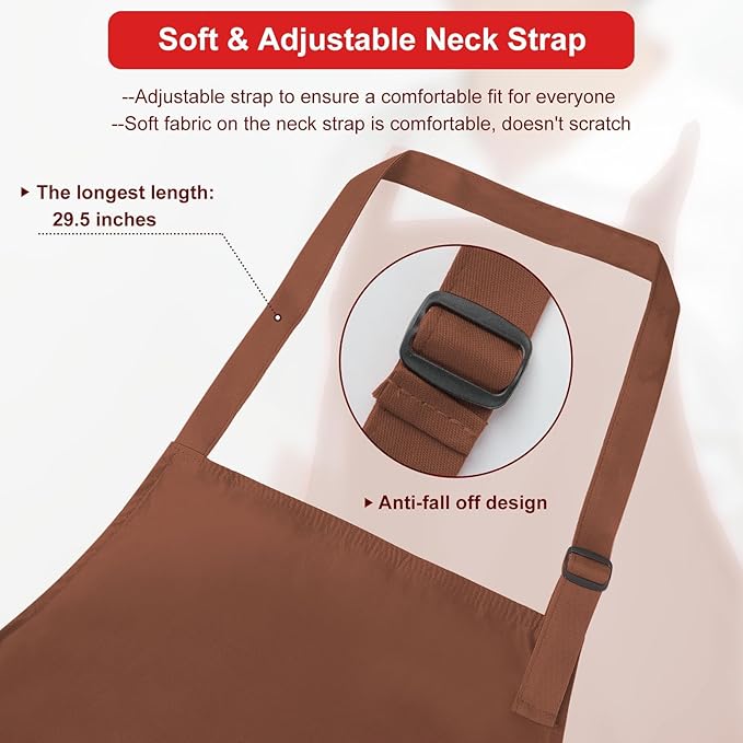 3-Layer Waterproof Apron - Pocket-Free Hygienic Design for Dishwashing & Dog Grooming - Lightweight Durable Protection for messy Kitchen Cooking, Baking, for Men & Women (3 Pack,Brown)